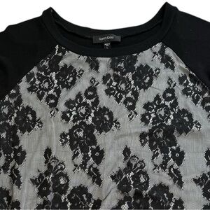 Karen Kane Black Lace Front Raglan Sweatshirt Top Women’s‎ L Made USA
